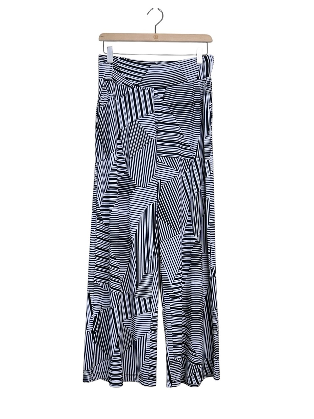 Clara Sun Woo Women's L Wide Leg Geometric Print Palazzo Pant